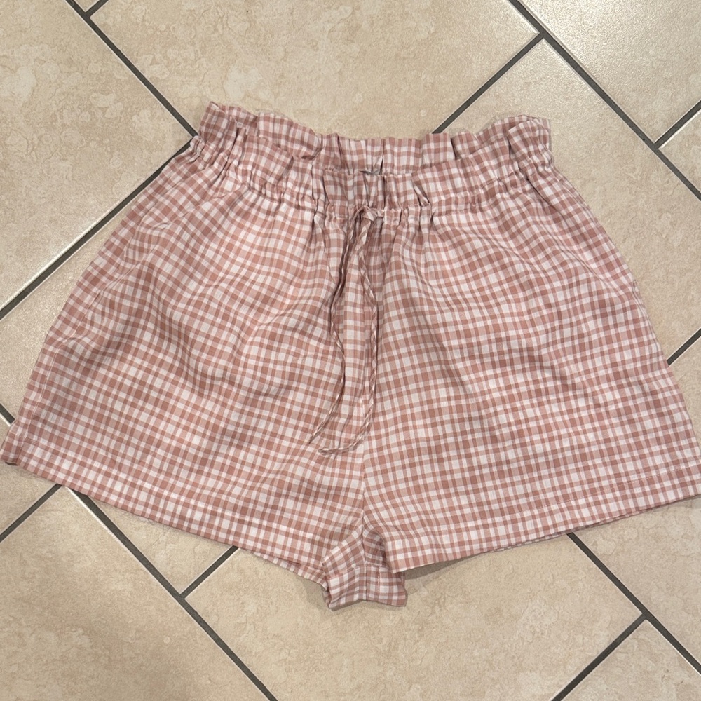 ASOS High Waist Plaid Pink Shorts